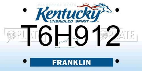 T6H912 Kentucky License Plate