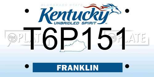 T6P151 Kentucky License Plate