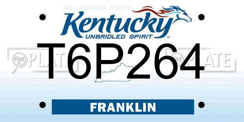 T6P264 Kentucky License Plate