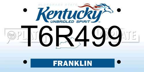 T6R499 Kentucky License Plate