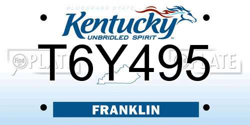 T6Y495 Kentucky License Plate