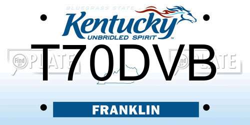 T70DVB Kentucky License Plate