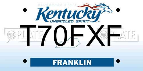 T70FXF Kentucky License Plate