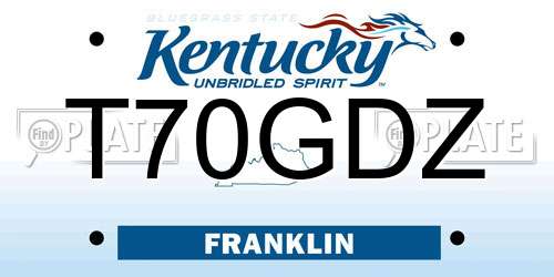 T70GDZ Kentucky License Plate