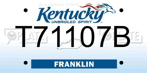 T71107B Kentucky License Plate