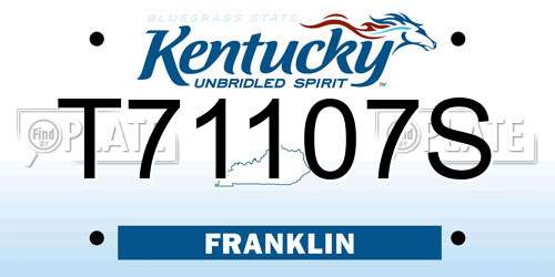 T71107S Kentucky License Plate