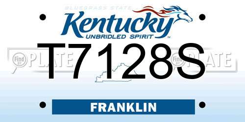 T7128S Kentucky License Plate