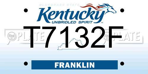 T7132F Kentucky License Plate