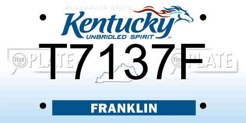 T7137F Kentucky License Plate