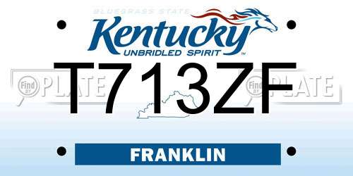 T713ZF Kentucky License Plate