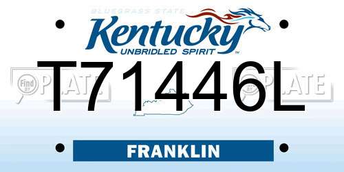 T71446L Kentucky License Plate