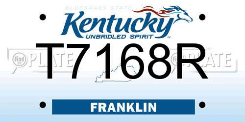 T7168R Kentucky License Plate