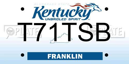 T71TSB Kentucky License Plate