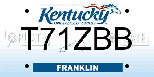 T71ZBB Kentucky License Plate