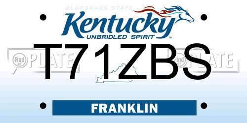 T71ZBS Kentucky License Plate