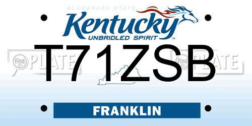 T71ZSB Kentucky License Plate