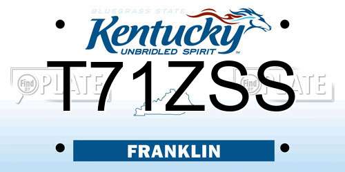 T71ZSS Kentucky License Plate