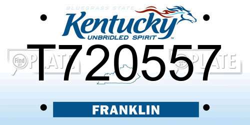 T720557 Kentucky License Plate
