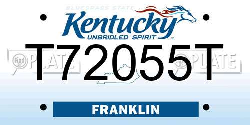 T72055T Kentucky License Plate