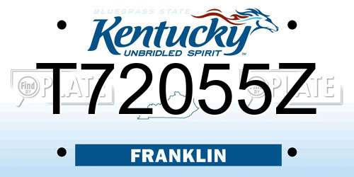 T72055Z Kentucky License Plate
