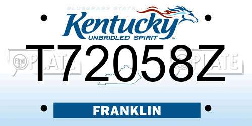 T72058Z Kentucky License Plate
