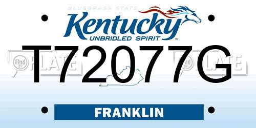 T72077G Kentucky License Plate