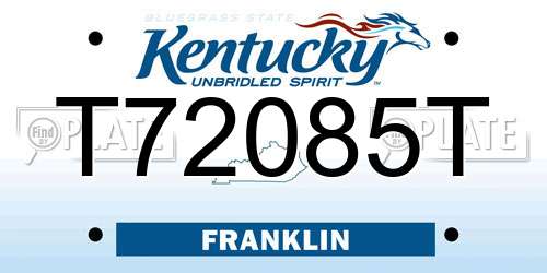 T72085T Kentucky License Plate