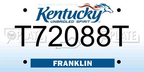 T72088T Kentucky License Plate