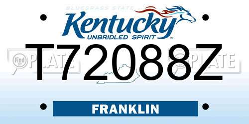 T72088Z Kentucky License Plate