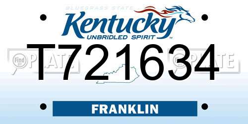 T721634 Kentucky License Plate