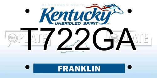 T722GA Kentucky License Plate