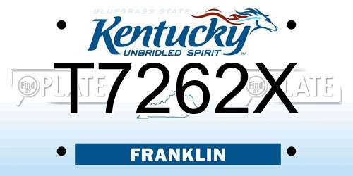 T7262X Kentucky License Plate