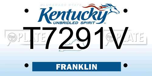 T7291V Kentucky License Plate