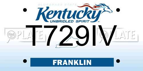 T729IV Kentucky License Plate
