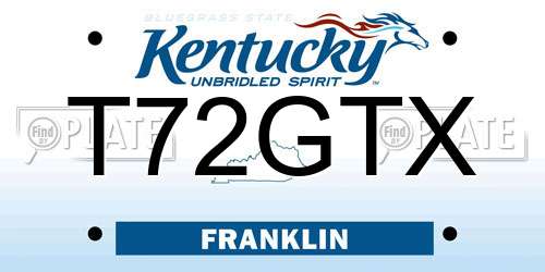T72GTX Kentucky License Plate