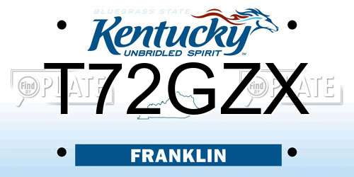 T72GZX Kentucky License Plate
