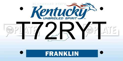 T72RYT Kentucky License Plate