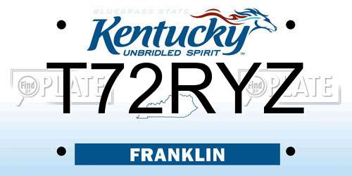 T72RYZ Kentucky License Plate