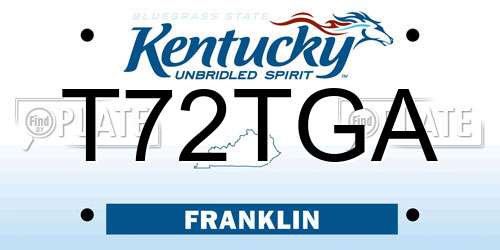 T72TGA Kentucky License Plate