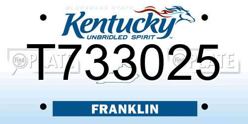T733025 Kentucky License Plate