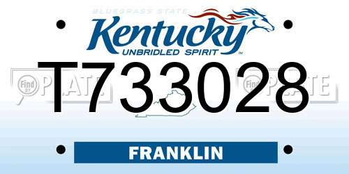 T733028 Kentucky License Plate