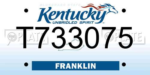 T733075 Kentucky License Plate