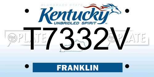 T7332V Kentucky License Plate