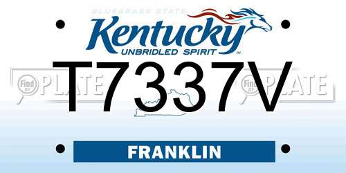 T7337V Kentucky License Plate