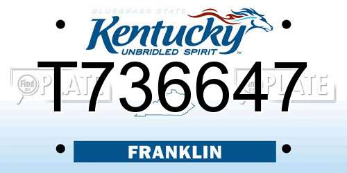 T736647 Kentucky License Plate