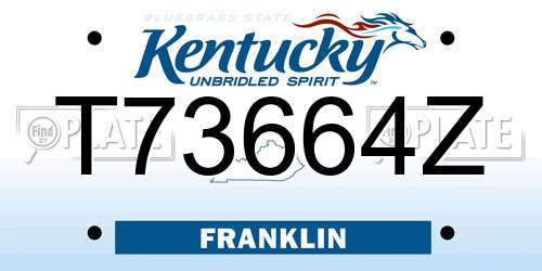 T73664Z Kentucky License Plate