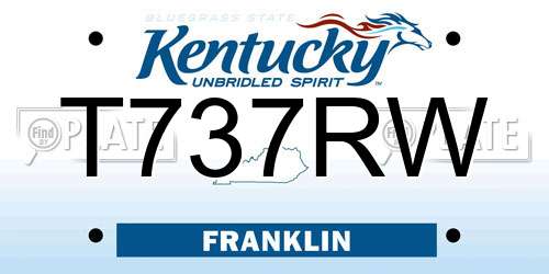 T737RW Kentucky License Plate