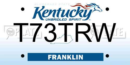 T73TRW Kentucky License Plate
