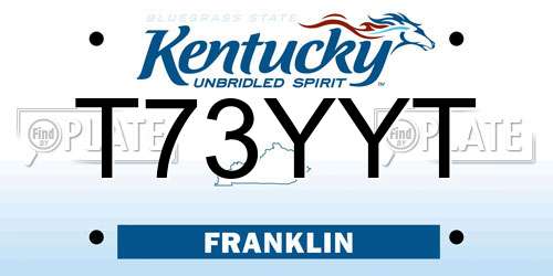 T73YYT Kentucky License Plate