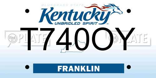 T740OY Kentucky License Plate